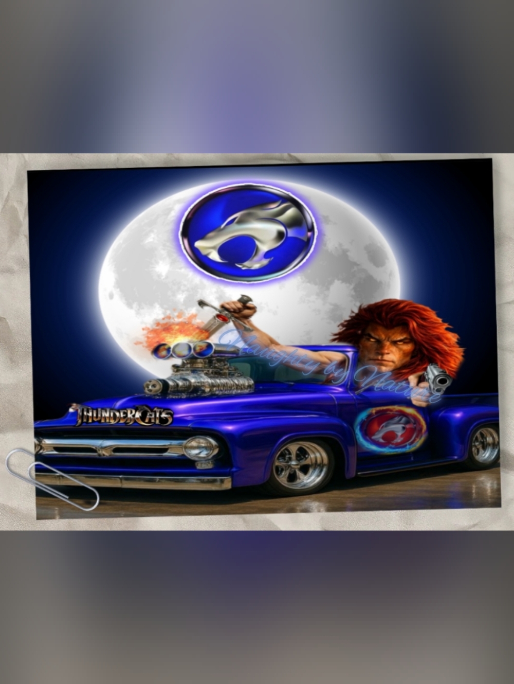 Thundercats Graphic Print — Blue Racer Crazy Feral Unhinged Cat With A Hot Rod